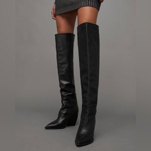 Reina Over Knee Leather Heeled Boots